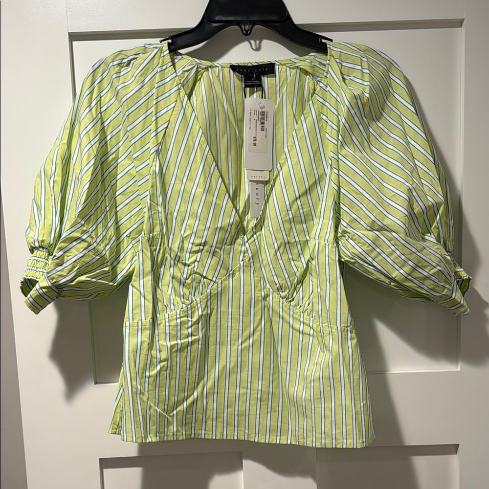 Striped Green and White Women's Top